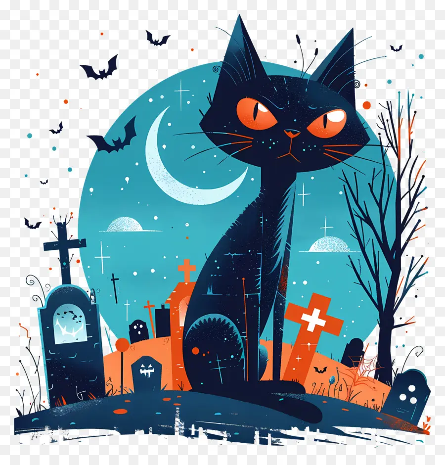 Gato Negro De Halloween，Gato Negro PNG