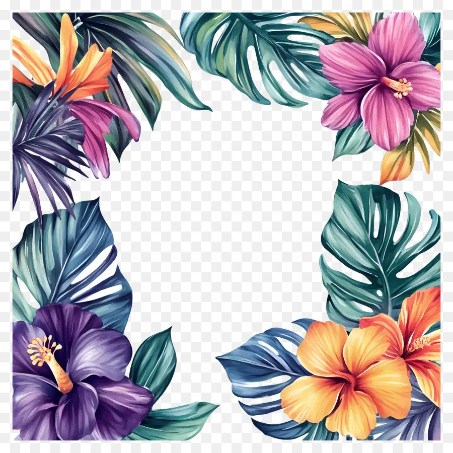 Marco Floral Tropical，Marco Colorido PNG