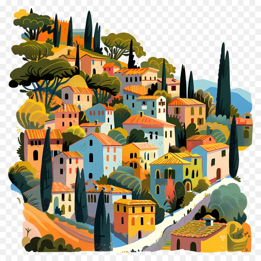 Paisaje De Italia，Casas Coloridas PNG