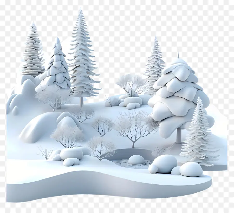 Paisaje Nevado，Invierno PNG