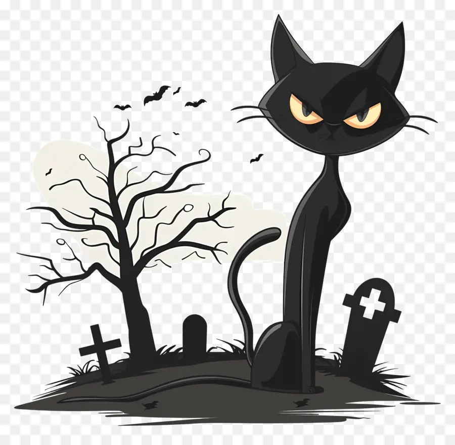 Gato Negro De Halloween，Gato Negro PNG