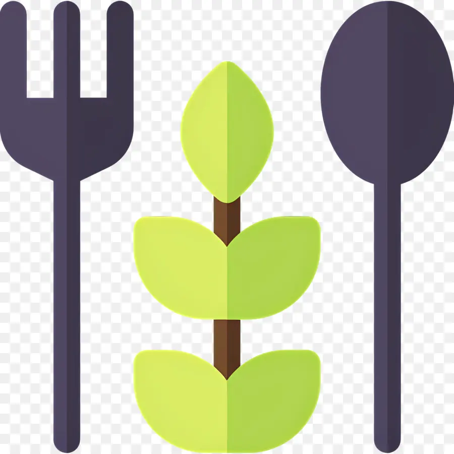 Tenedor Cuchara，Tenedor Y Cuchara Con Planta PNG