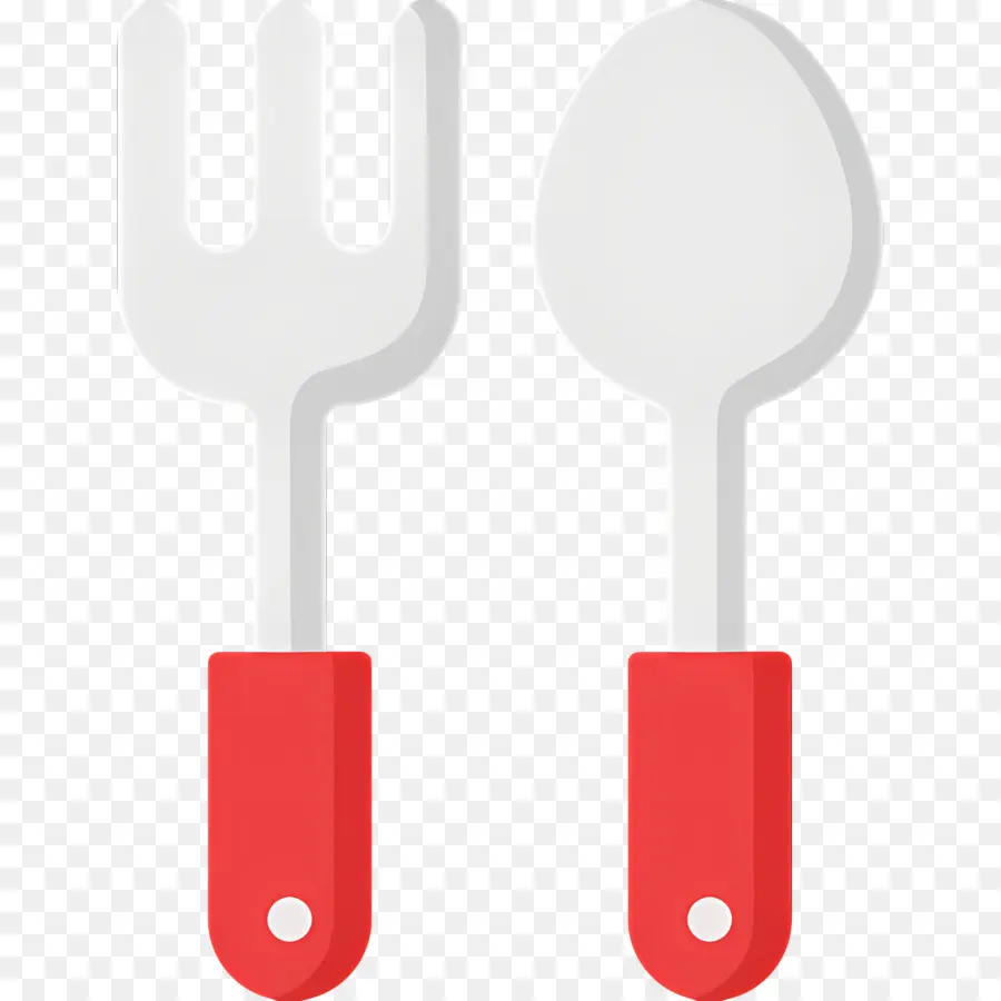 Tenedor Cuchara，Utensilios Con Mango Rojo PNG