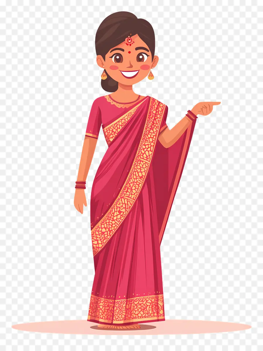 Sari Indio，Mujer En Sari PNG