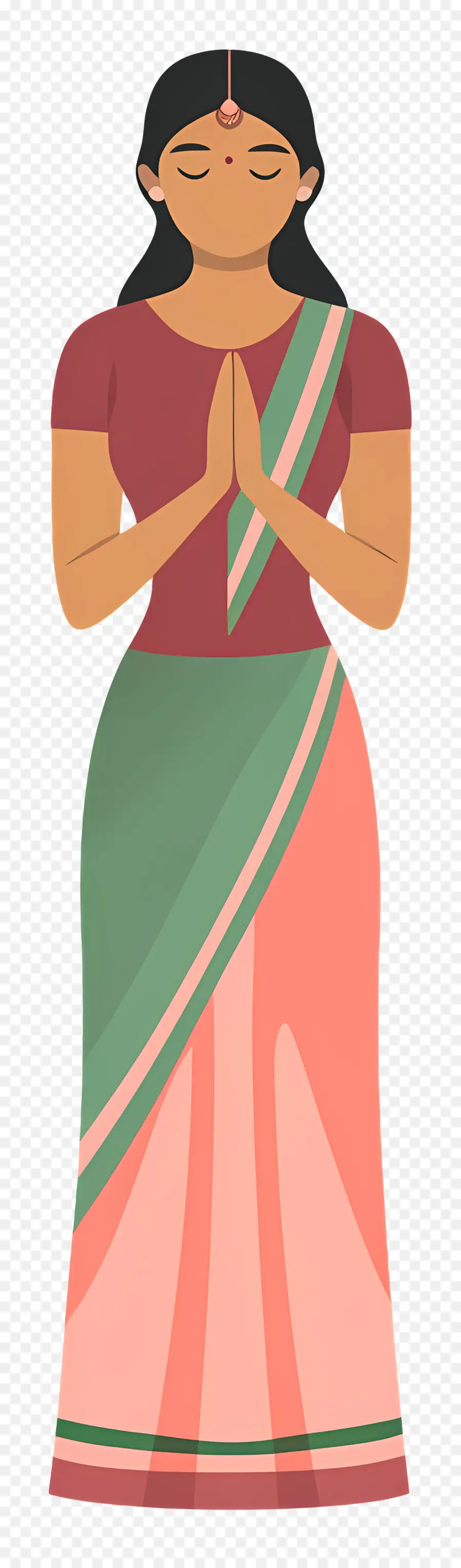 Sari Indio，Mujer En Vestido Tradicional PNG