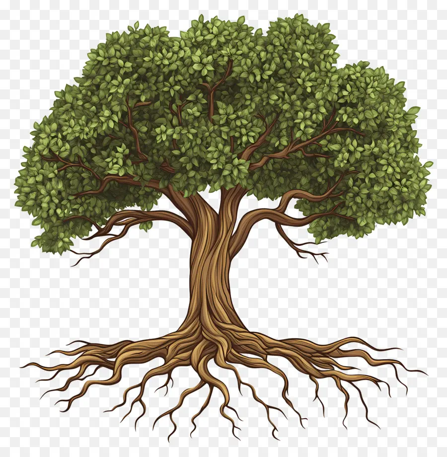 árbol Con Raíces，árbol Verde PNG