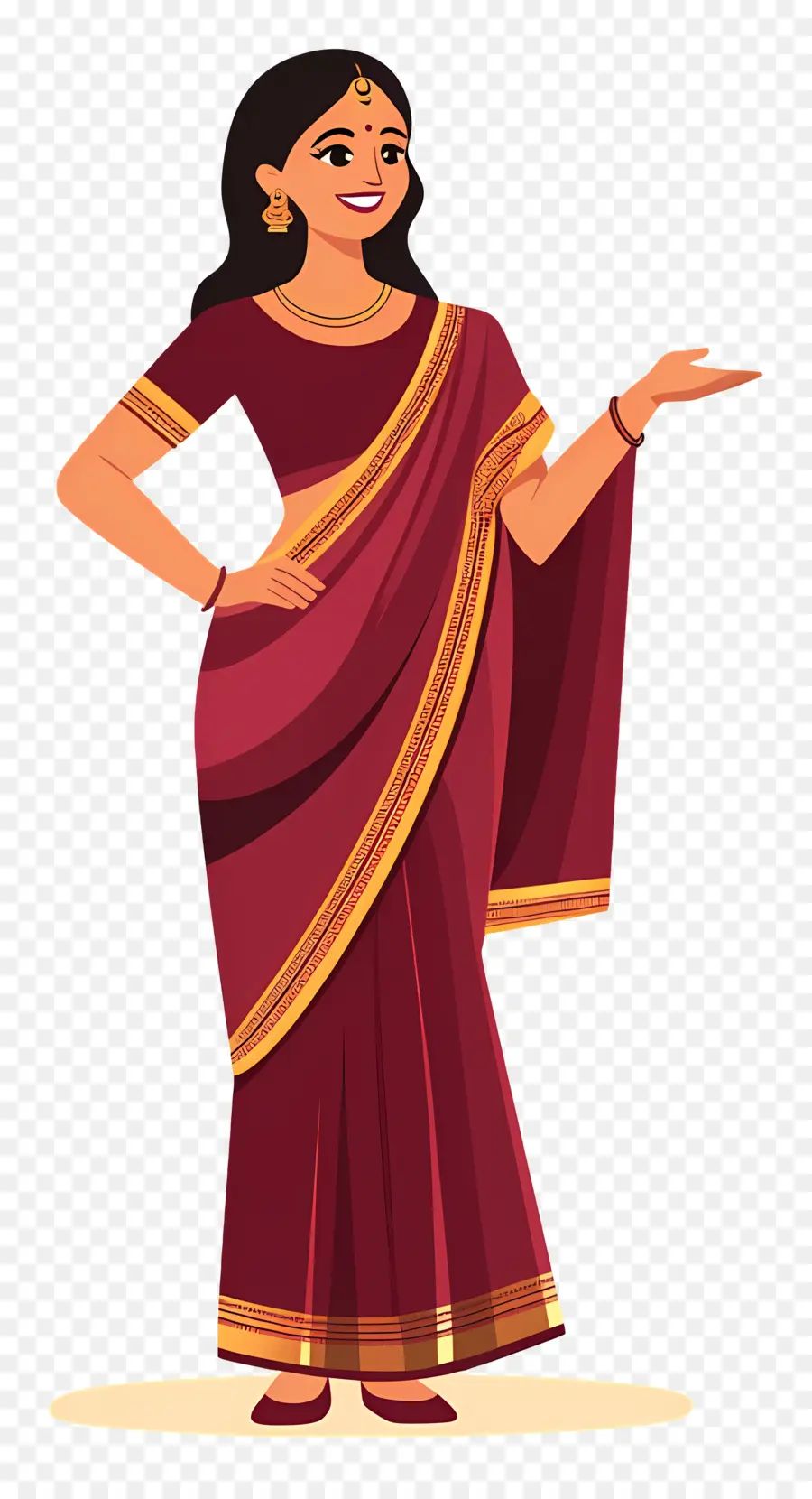 Sari Indio，Mujer En Sari PNG