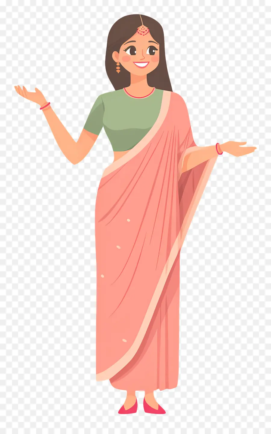 Sari Indio，Mujer En Sari PNG