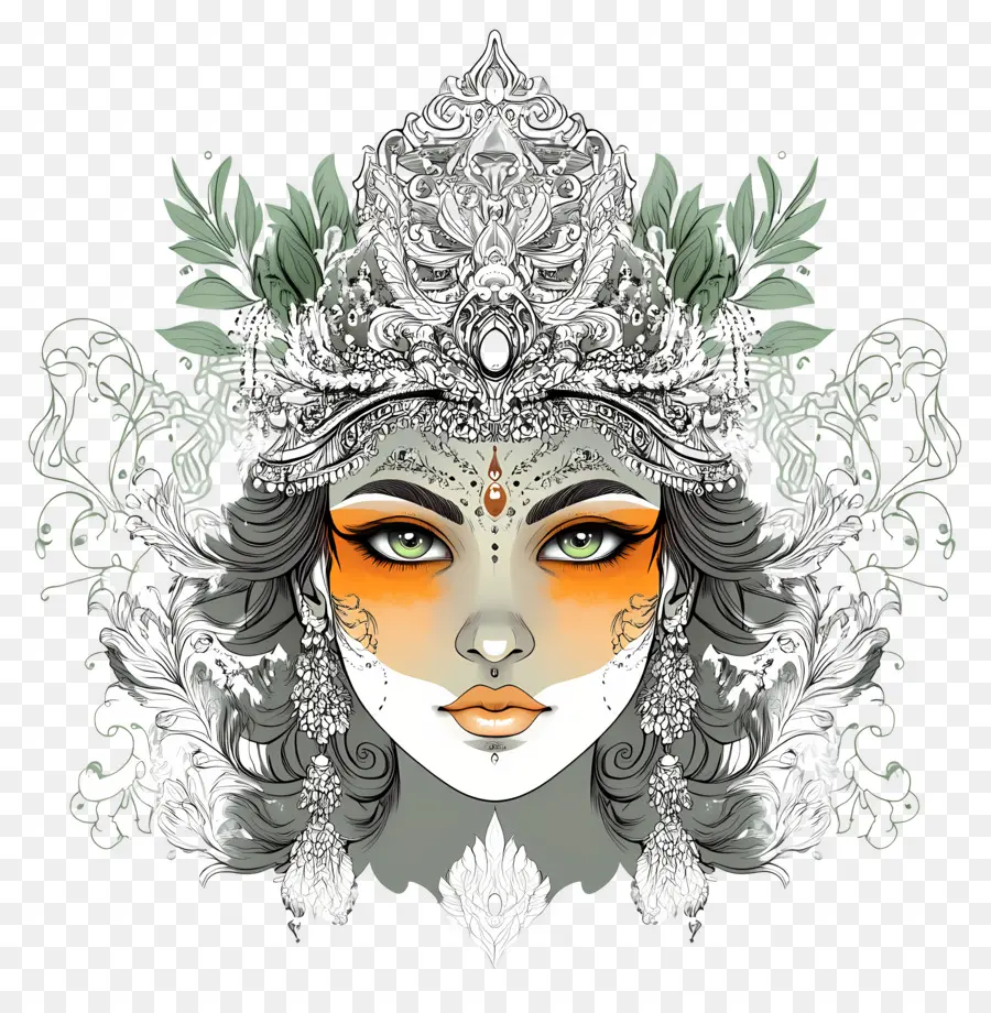 Diosa India，Cara Decorativa PNG