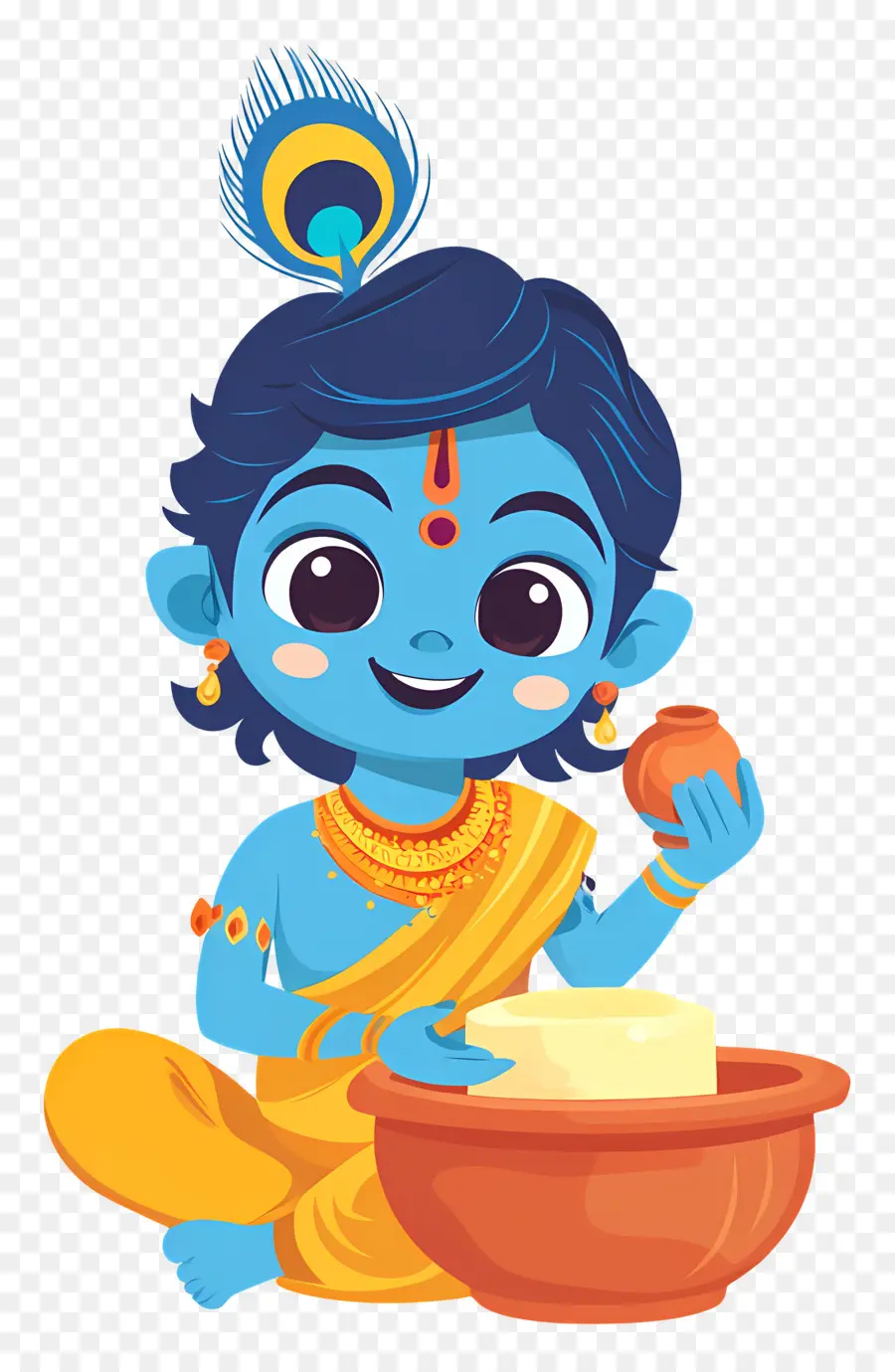 Krishna Janmashtami，Niño Azul Con Mantequilla PNG