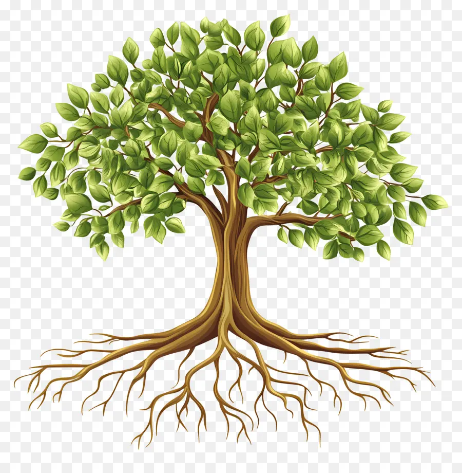 árbol Con Raíces，árbol Verde PNG