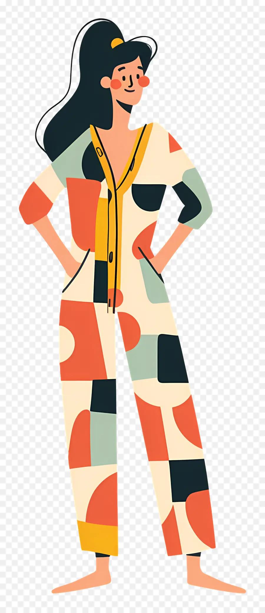 Mujer En Pijama，Pijamas Coloridos PNG