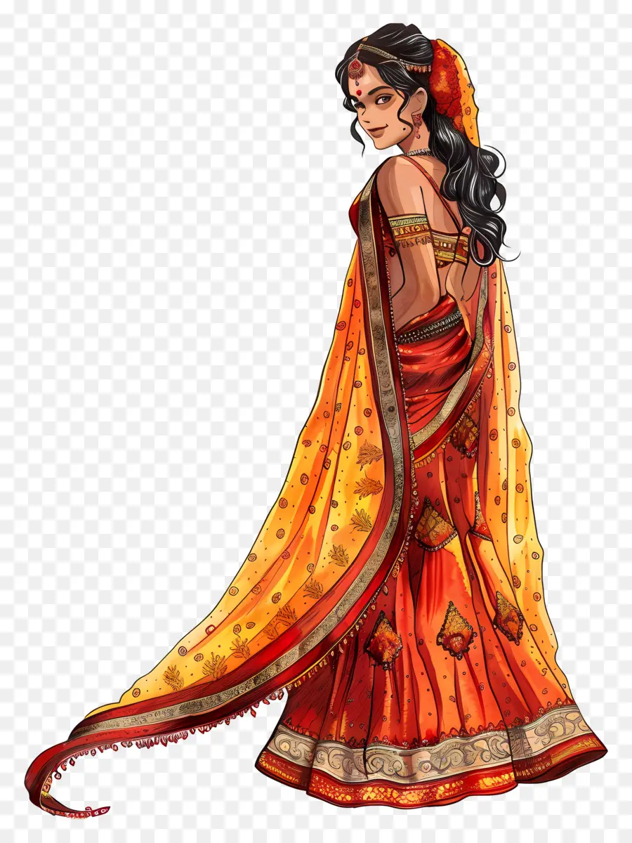 Sari Indio，Mujer En Traje Tradicional PNG