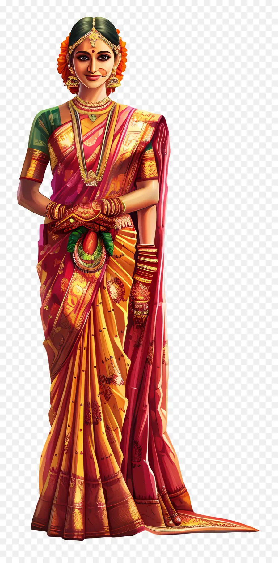 Sari Indio，Mujer En Traje Tradicional PNG