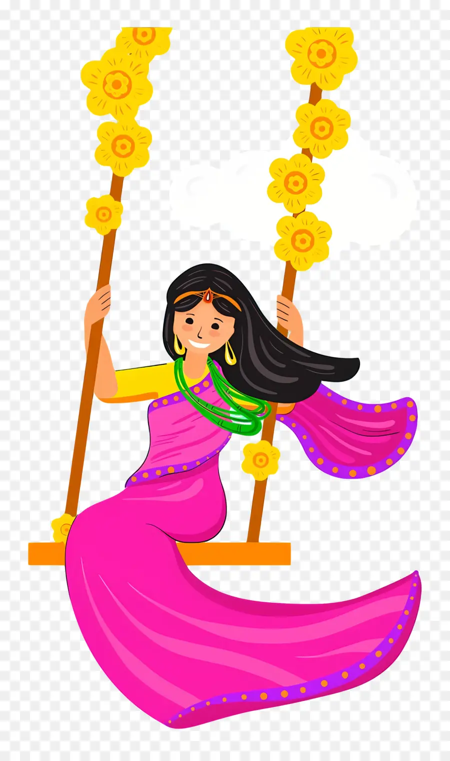 Hartalika Teej，Mujer En Columpio PNG