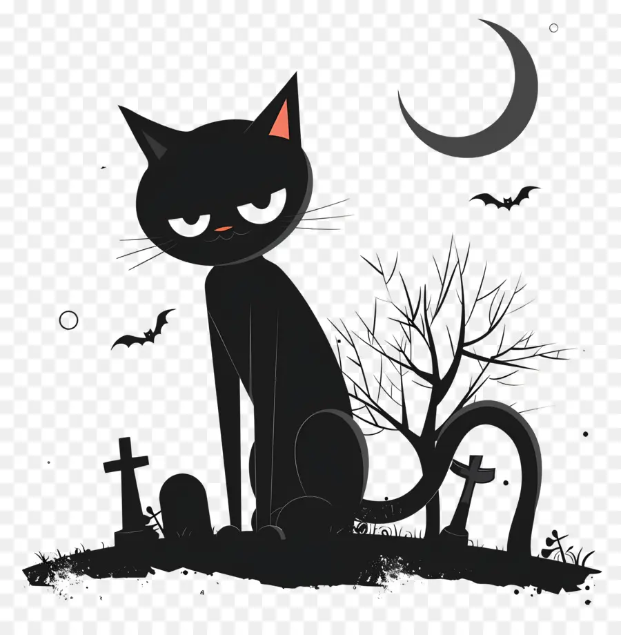 Gato Negro De Halloween，Gato Negro PNG