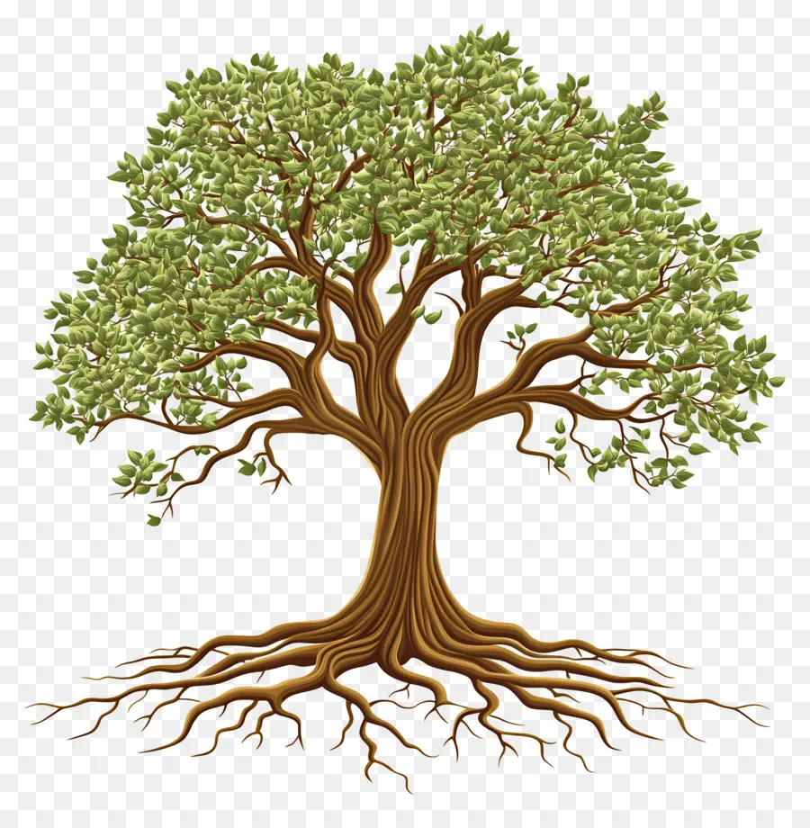 árbol Con Raíces，árbol Verde PNG