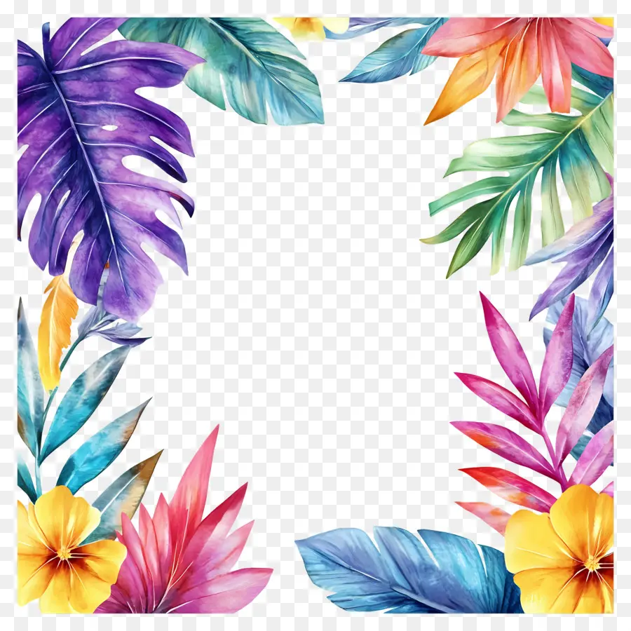 Marco Floral Tropical，Marco Colorido PNG