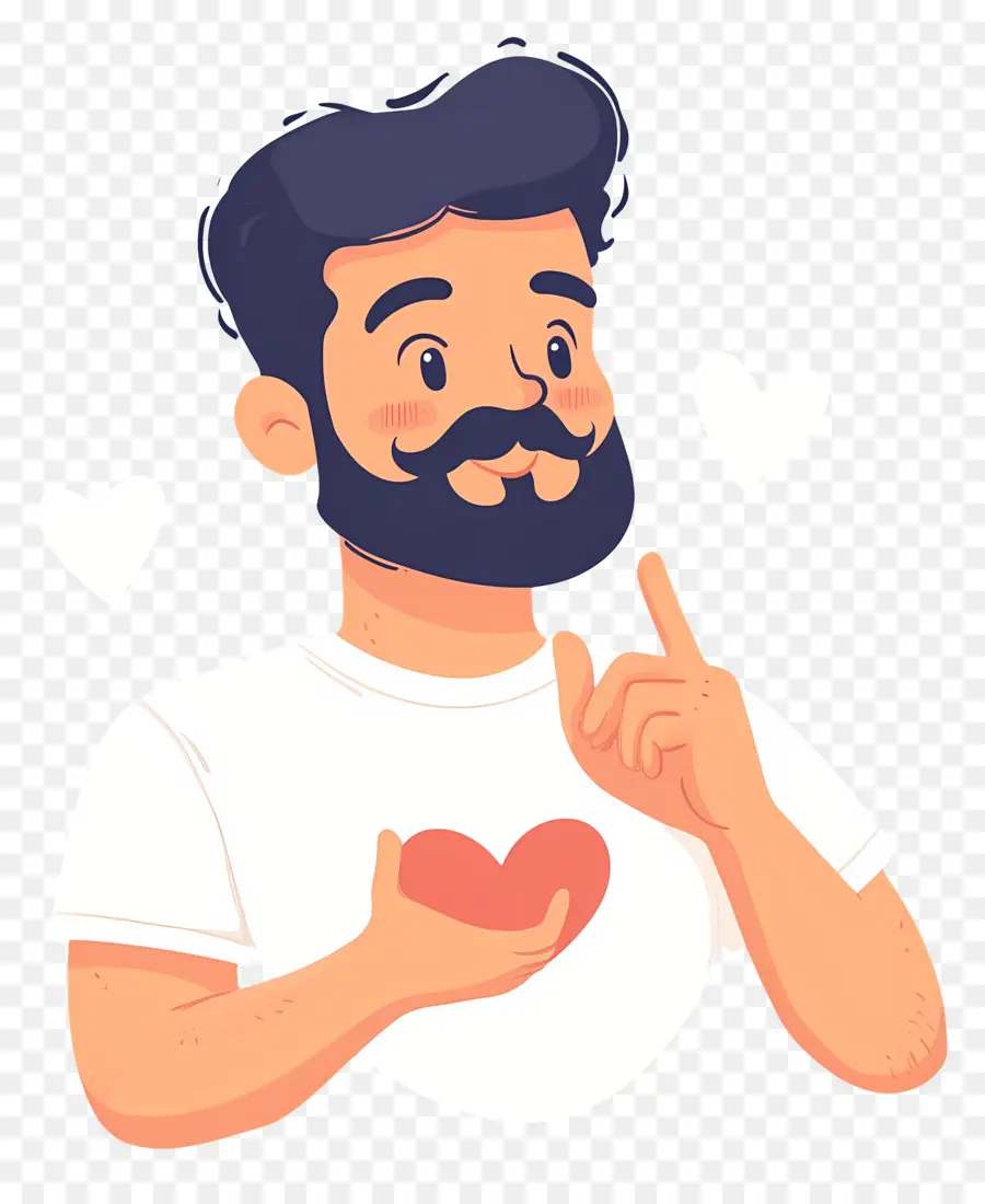 Hombre Bigotudo，Hombre Con Corazon PNG