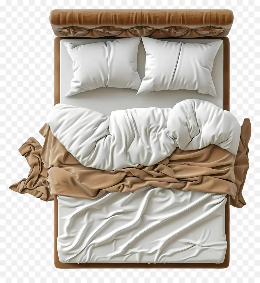 Vista Superior De La Cama，Cama Con Almohadas PNG