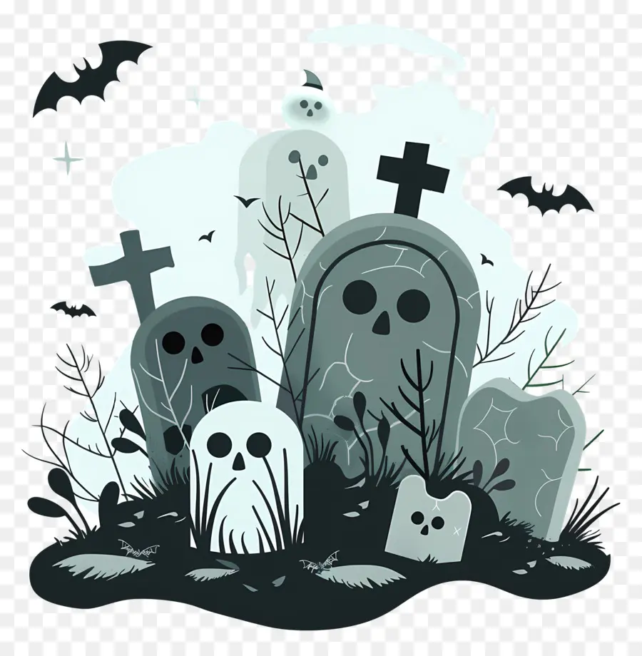 Cementerio De Halloween，Calaveras PNG