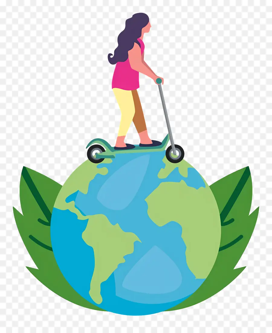 Día Mundial Sin Coches，Chica En Scooter PNG