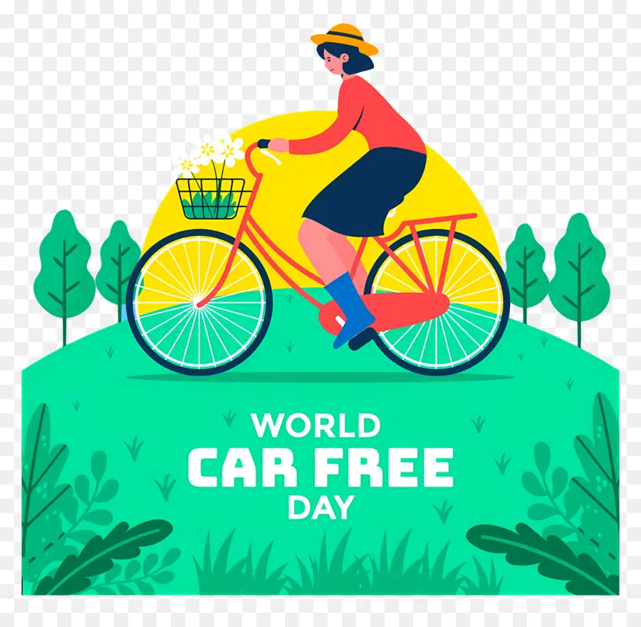 Día Mundial Sin Coches，Mujer En Bicicleta PNG