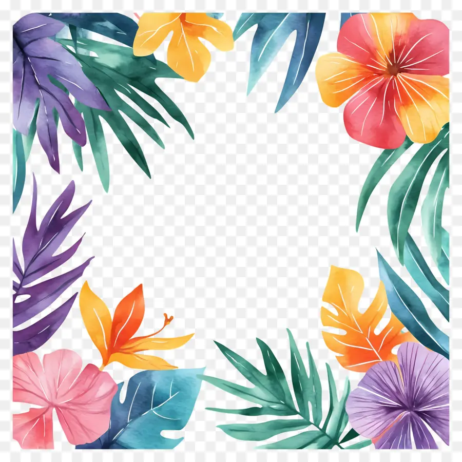 Marco Floral Tropical，Marco Colorido PNG