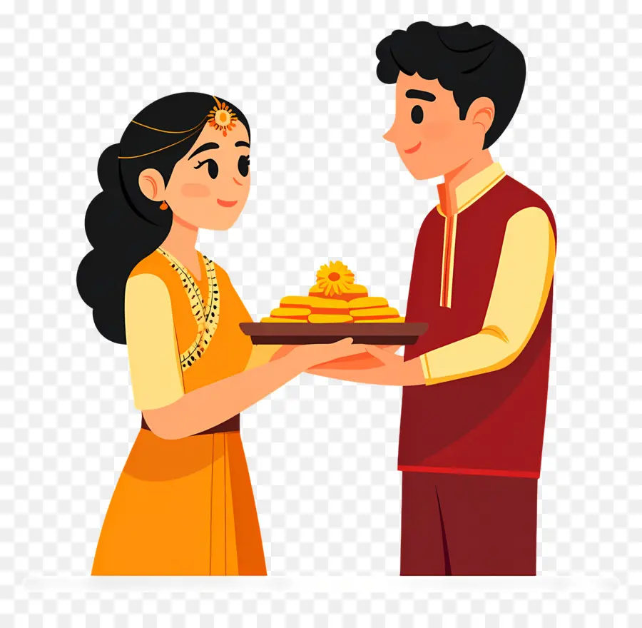 Feliz Raksha Bandhan，Pareja India Tradicional PNG