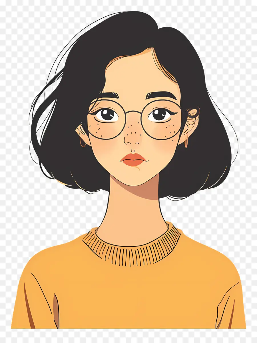 Mujer Asiática，Chica Con Gafas PNG