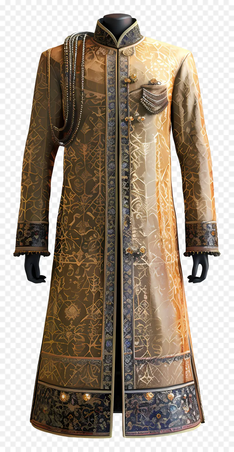 Ropa Formal India，Abrigo Bordado Dorado PNG