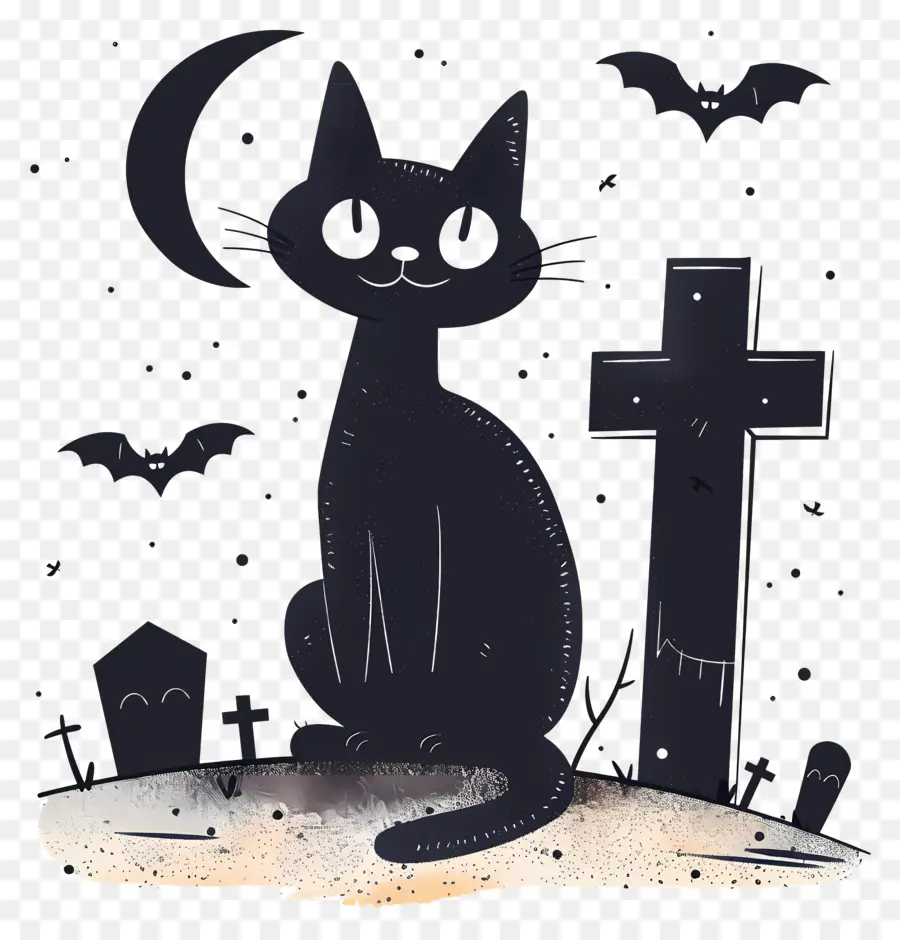 Gato Negro De Halloween，Gato Negro PNG