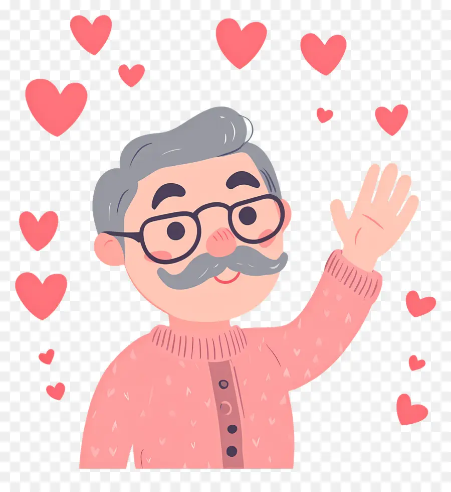 Bigote，Viejo Con Corazones PNG