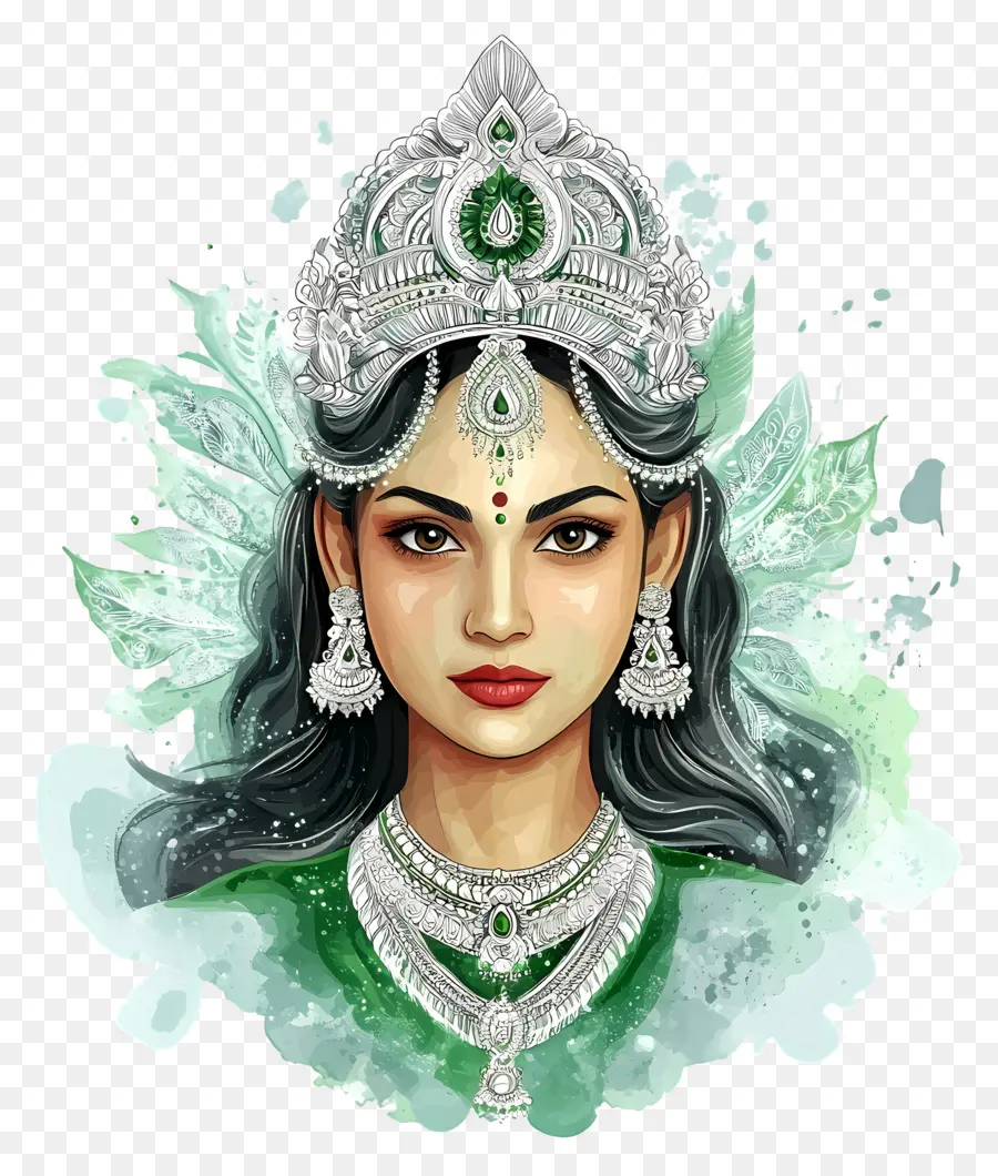 Diosa India，Mujer En Traje Tradicional PNG