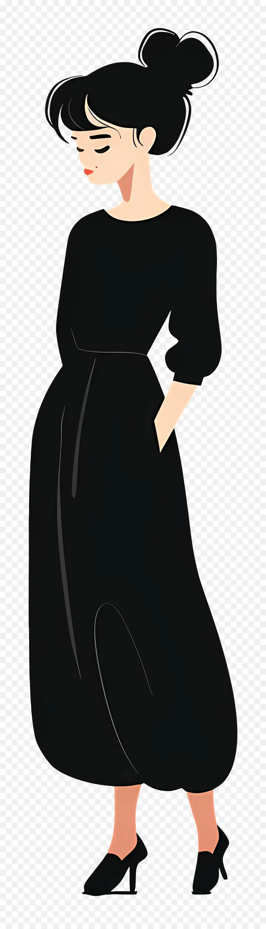 Mujer En Traje Negro，Mujer En Vestido Negro PNG