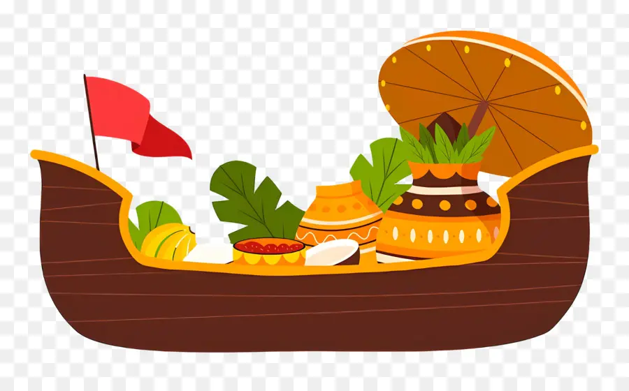 Feliz Onam，Barco Con Comida PNG