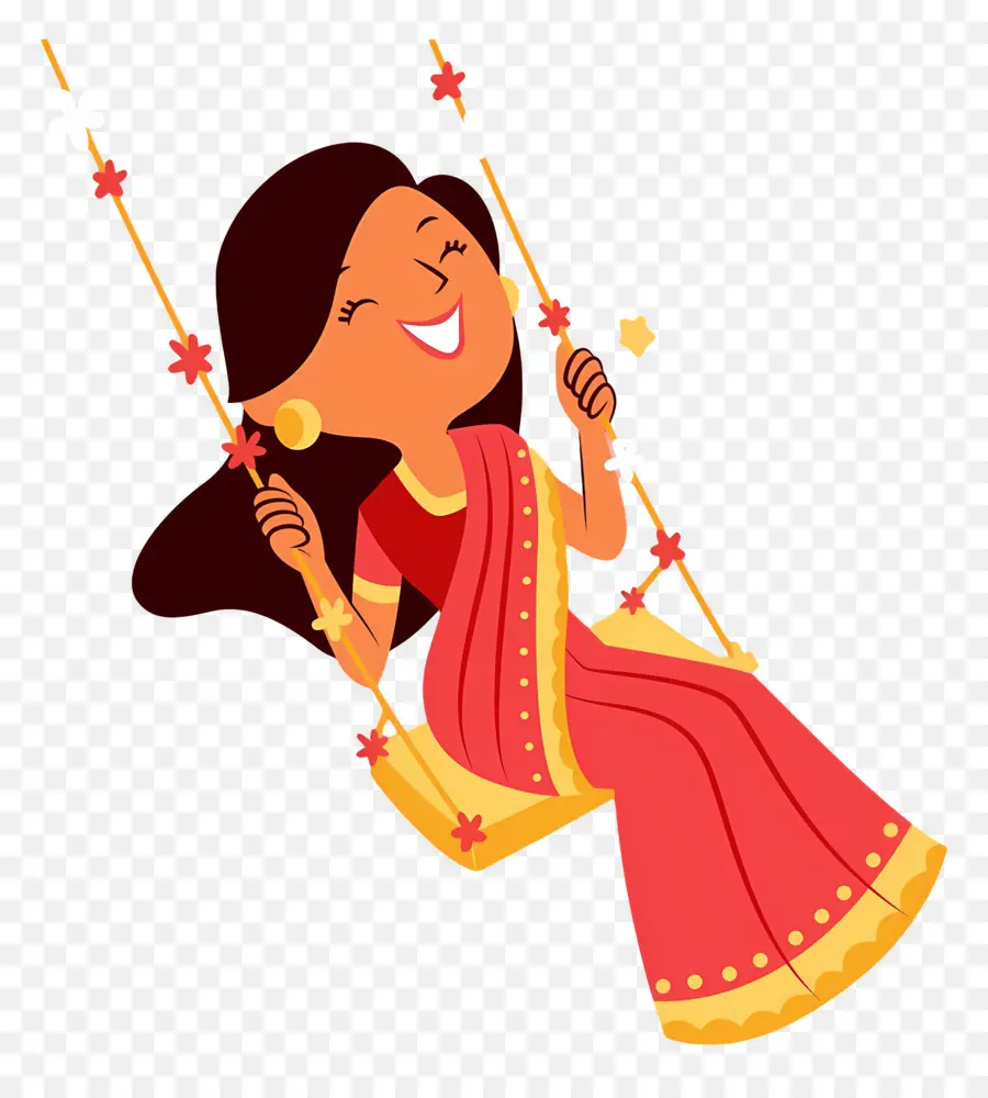 Hartalika Teej，Mujer En Columpio PNG