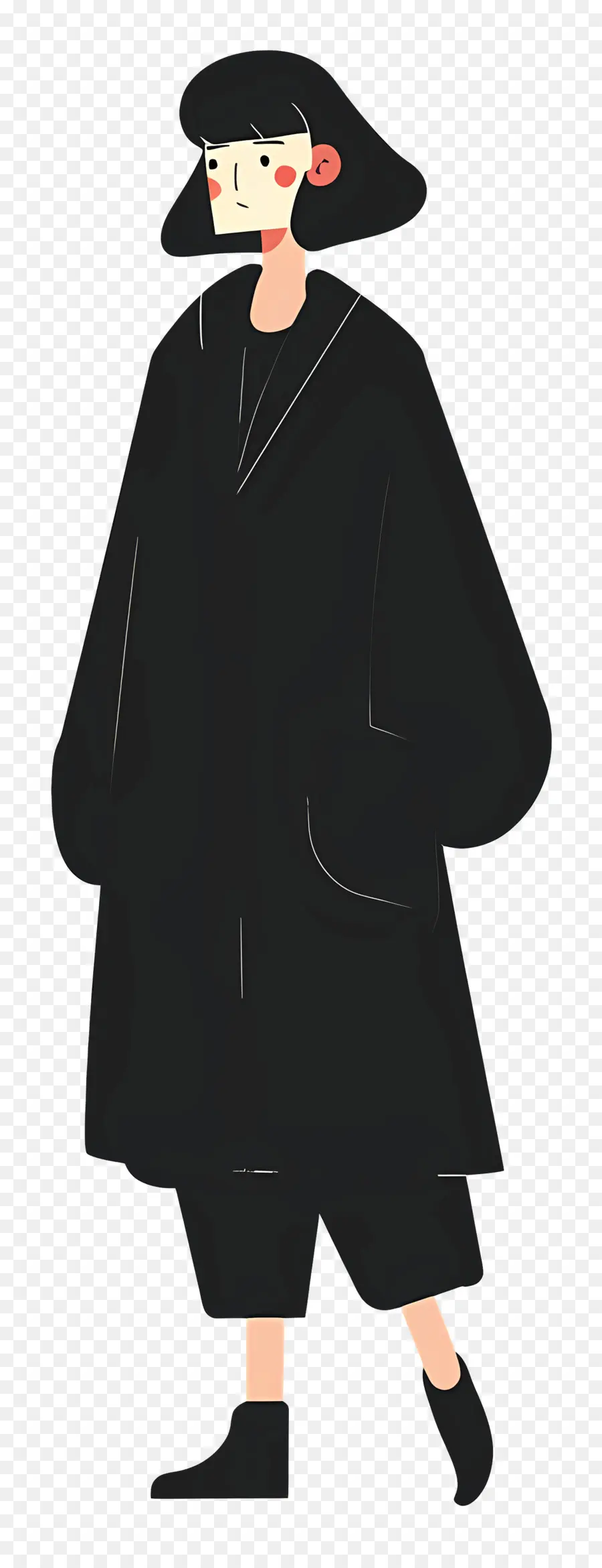 Mujer En Traje Negro，Persona Con Abrigo Negro PNG