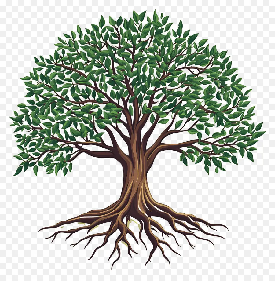 árbol Con Raíces，árbol Verde PNG