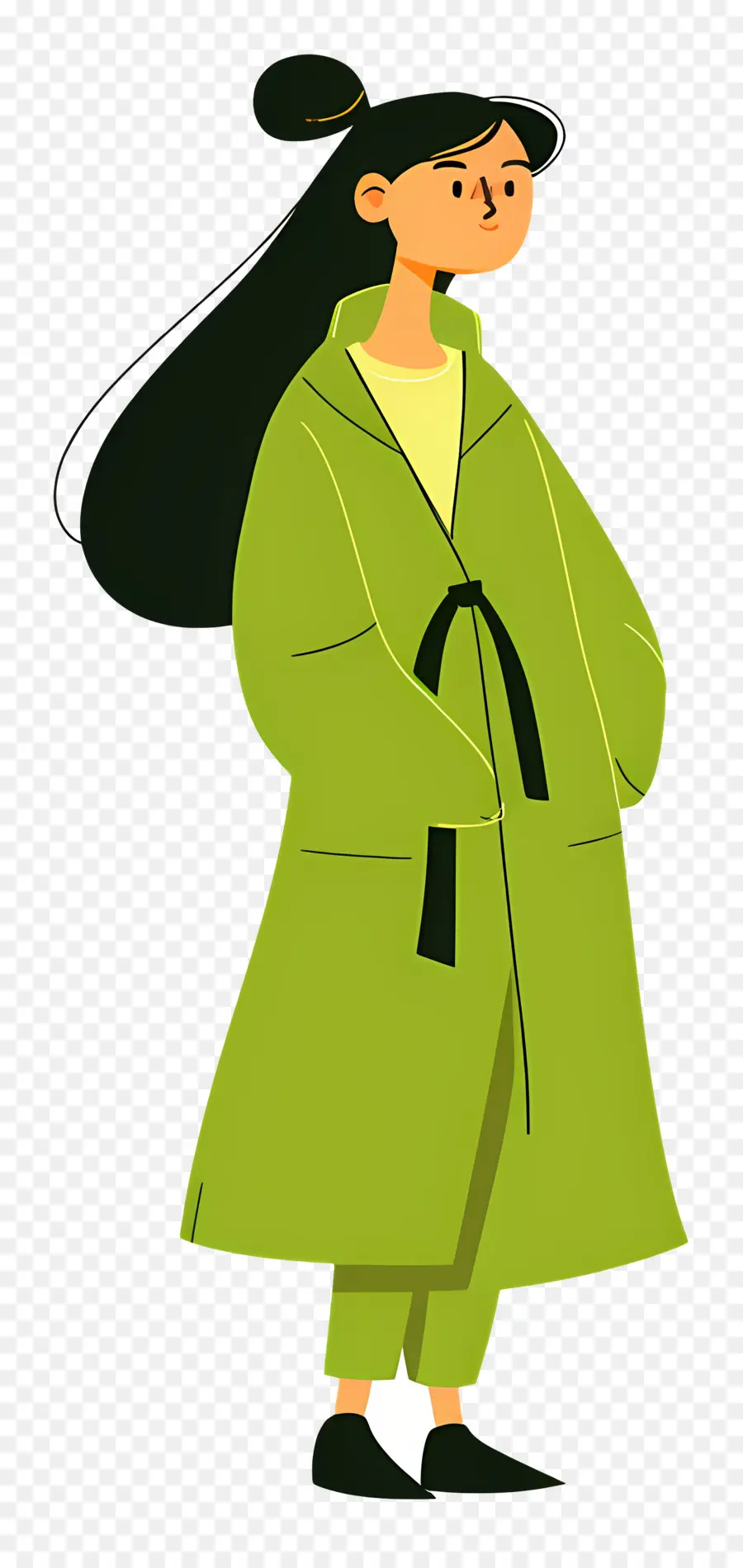 Mujer En Verde，Abrigo Verde PNG