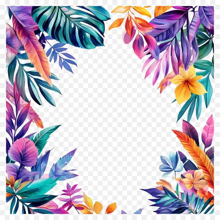 Marco Floral Tropical，Marco Colorido PNG