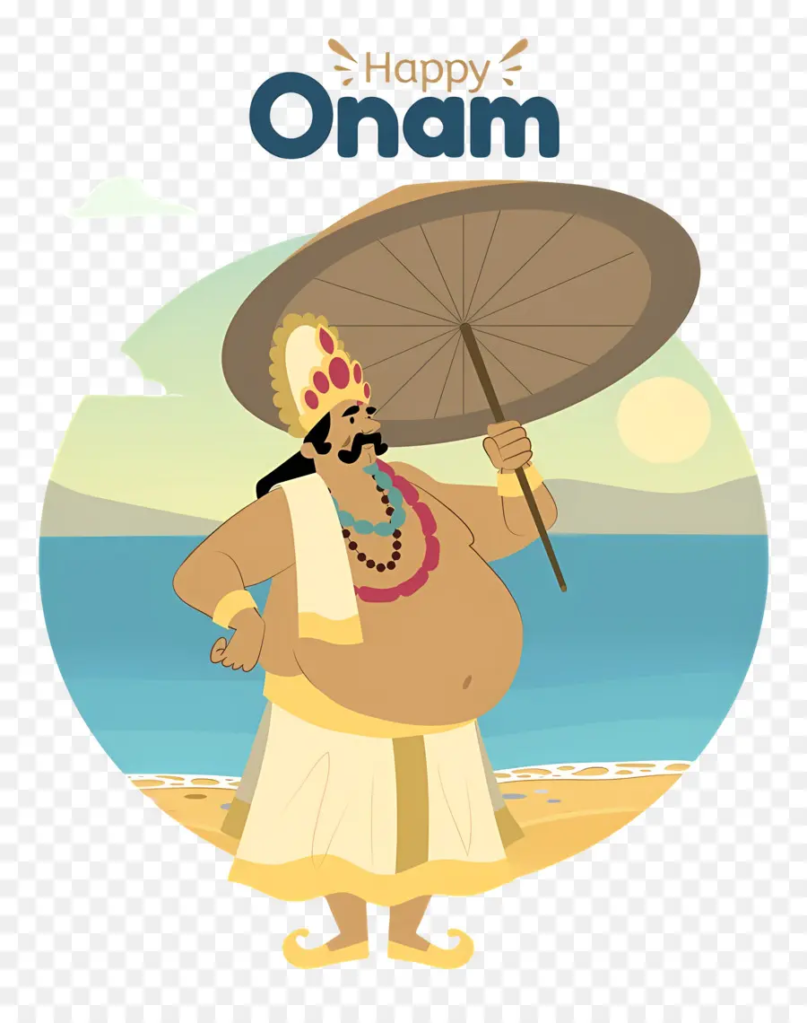 Feliz Onam，Rey Con Paraguas PNG