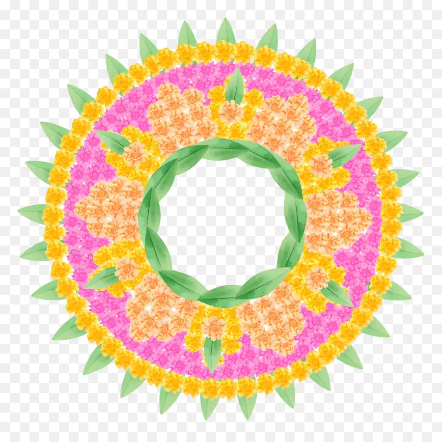 Feliz Onam，Mandala Floral Colorida PNG