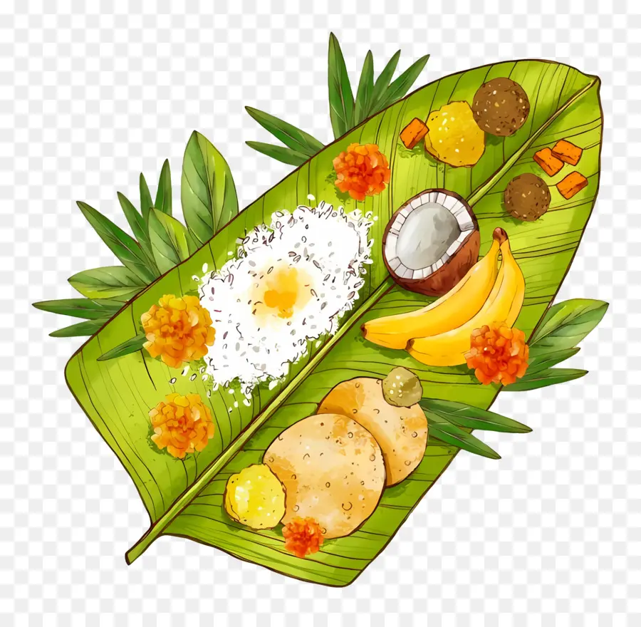 Feliz Onam，Harina De Hoja De Plátano PNG