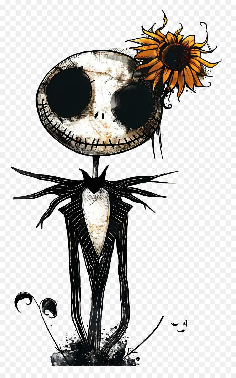 Jack Skellington，Esqueleto Con Girasol PNG