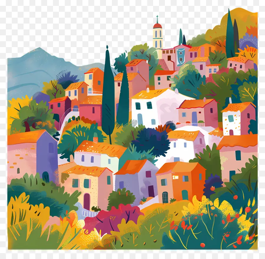 Italia Paisaje，Casas Coloridas PNG