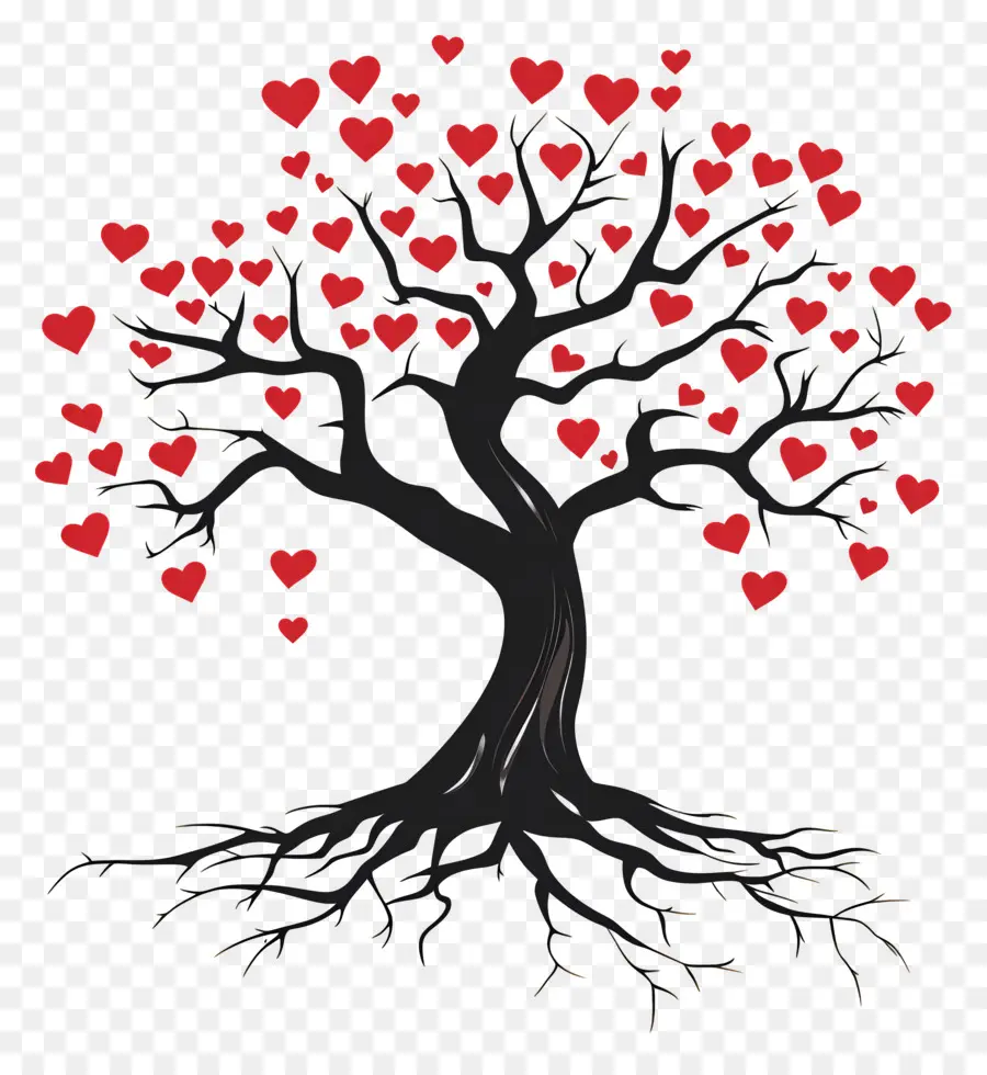 árbol Con Raíces，árbol Del Corazón PNG