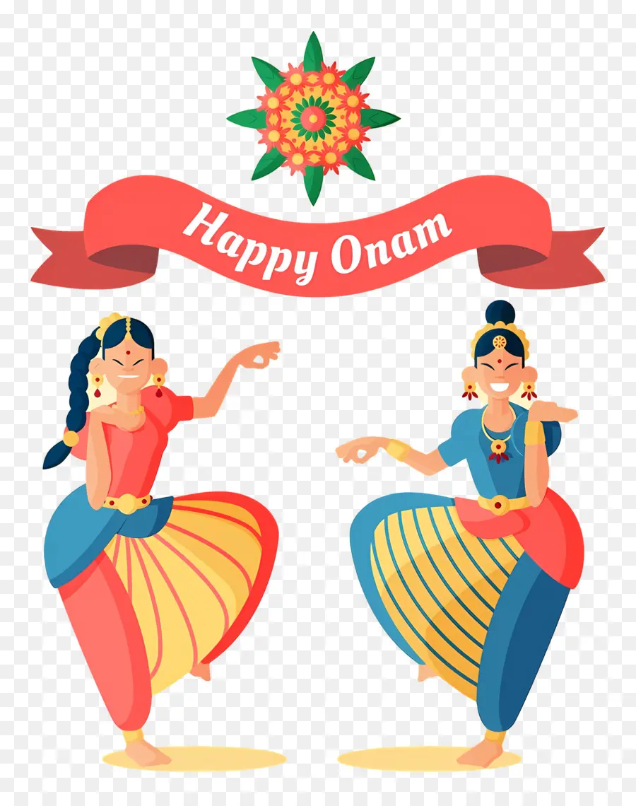 Feliz Onam，Felices Bailarines De Onam PNG