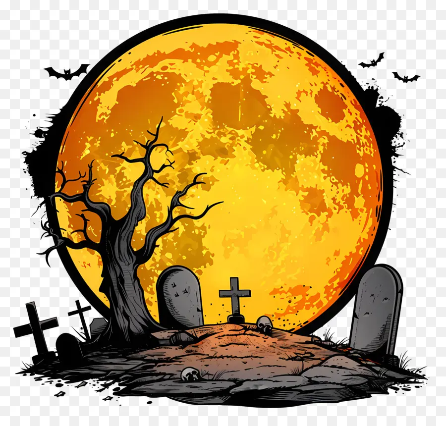 Luna Llena De Halloween，Cementerio PNG