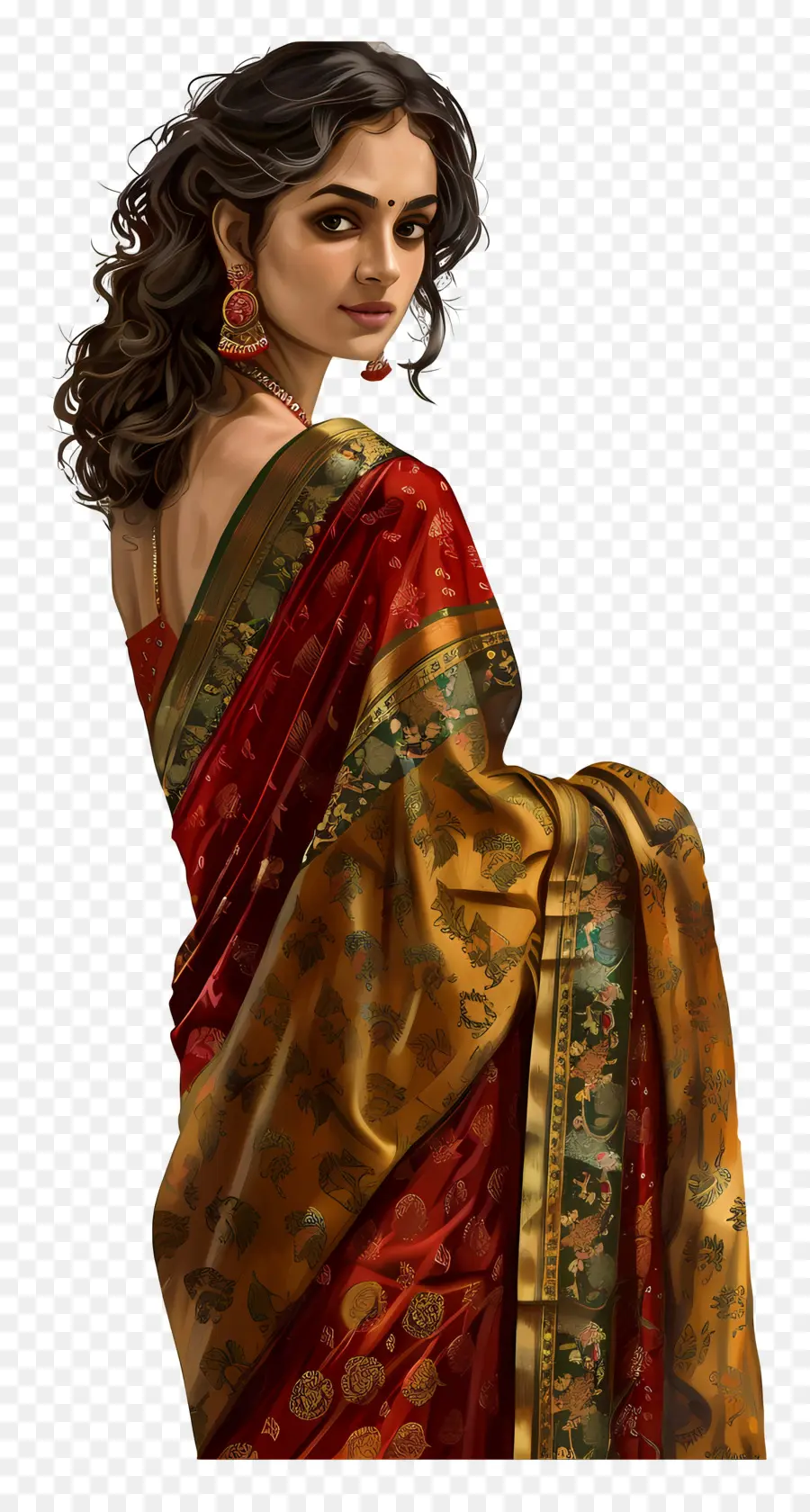 Sari Indio，Mujer En Traje Tradicional PNG